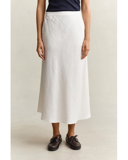 Gant Natural Flared Linen Blend Skirt Eggshell