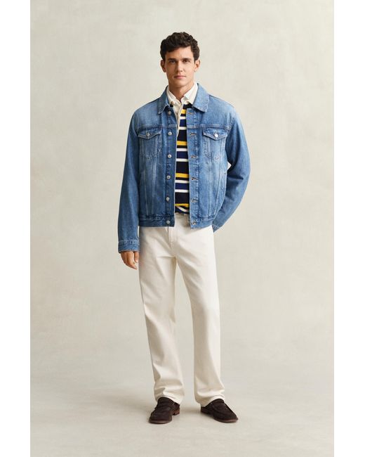 Gant Blue Denim Trucker Jacket Mid for men