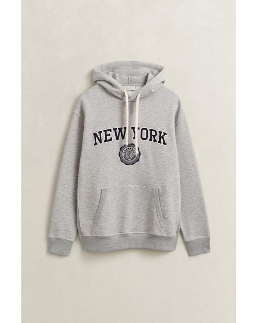Gant Gray Graphic Hoodie Melange for men