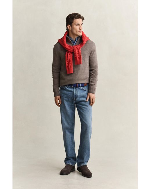 Gant Multicolor Merino Wool Half-Zip Sweater for men