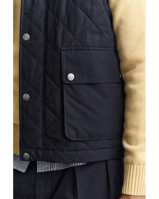 Gant Blue Quilted Vest Evening for men