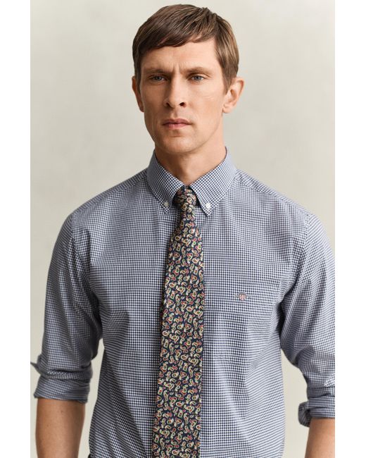 Gant Blue Gingham Classic Poplin Shirt Persian for men