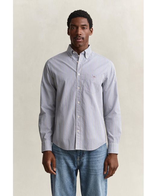 Gant Blue Striped Poplin Shirt for men
