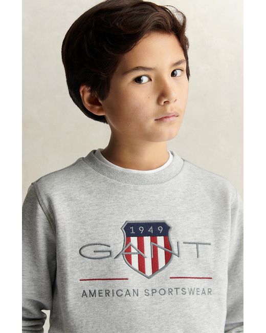 Gant Gray Teens Archive Shield Sweatshirt Melange