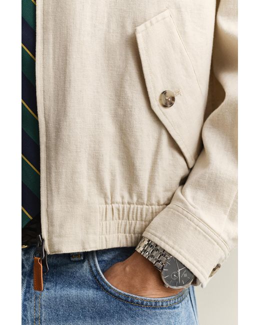 Gant Natural Linen Blend Harrington Jacket Soft Oat for men