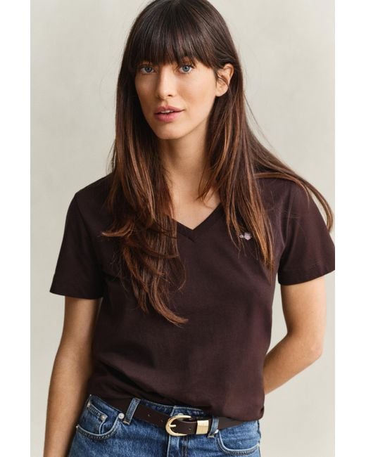Gant Blue Shield V-Neck T-Shirt Deep