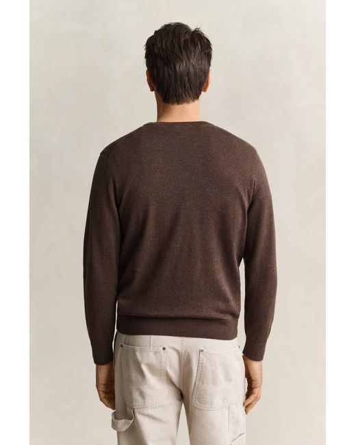Gant Brown Cotton Crew Neck Sweater for men