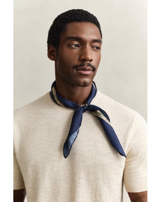 Gant Blue Slub Cotton Blend Short Sleeve Sweater Seed Melange for men