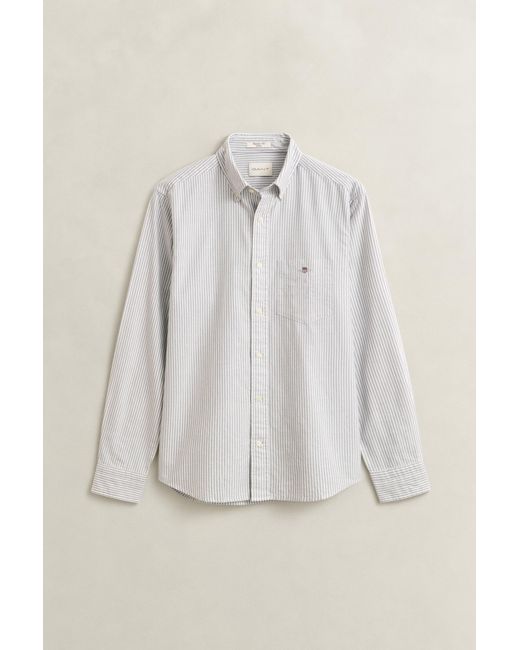 Gant Gray Banker Stripe Classic Oxford Shirt for men