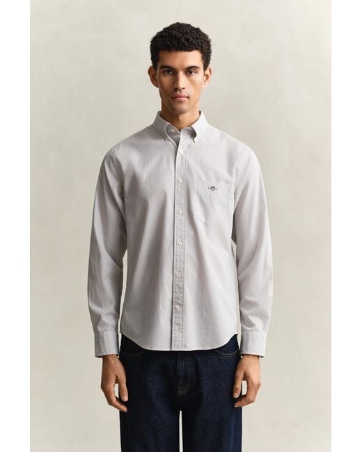 Gant Gray Banker Stripe Classic Poplin Shirt for men