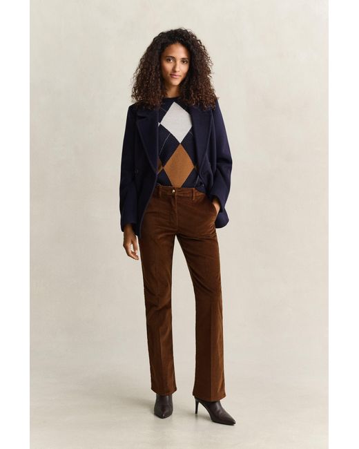 Gant Natural Flared Velvet Pants Mahogany