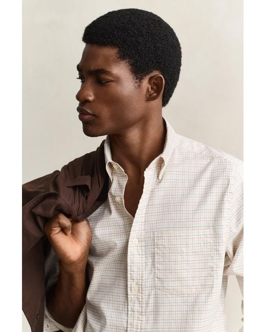 Gant Natural X Yale Checked Oxford Shirt Cream for men