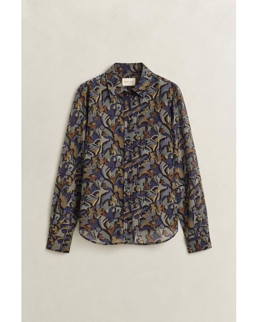 Gant Blue Printed Cotton Silk Shirt Evening
