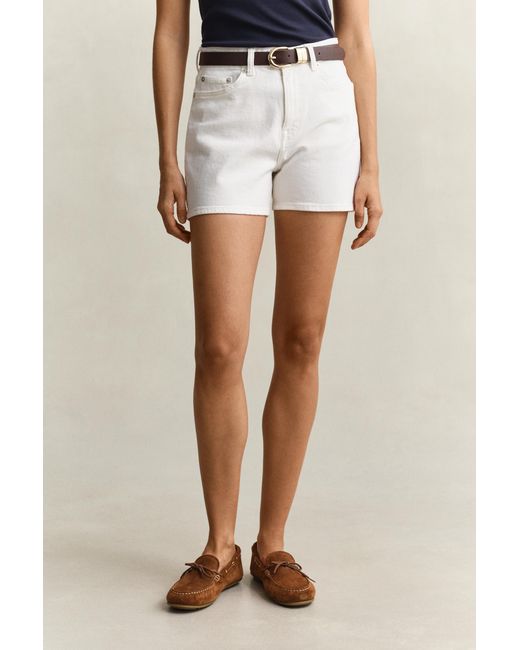 Gant White Denim Shorts Eggshell