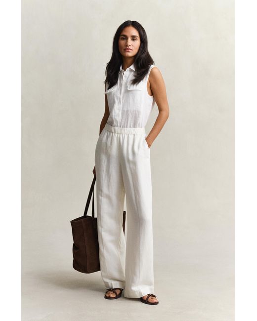 Gant Natural Linen Blend Pants Eggshell