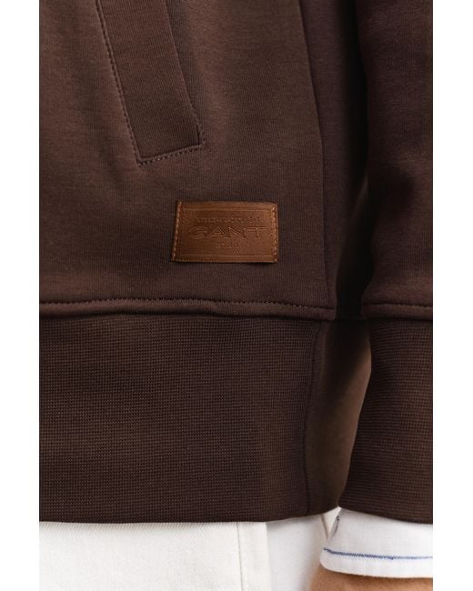 Gant Brown Interlock Hoodie Mahogany for men