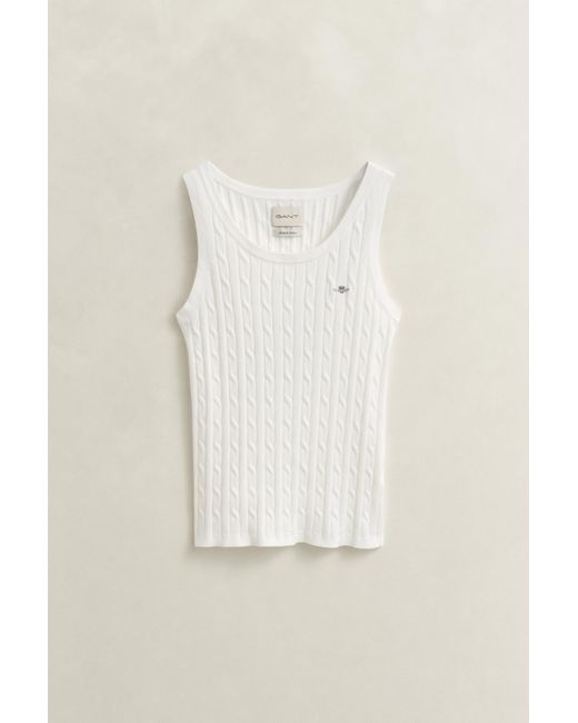 Gant Blue Cable Knit Tank Top Eggshell