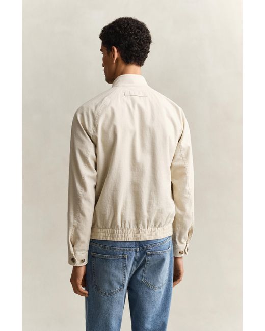 Gant Natural Linen Blend Harrington Jacket Soft Oat for men