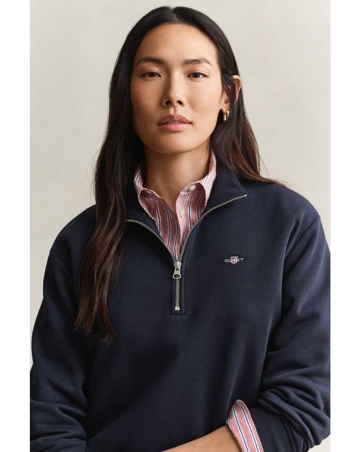 Gant Blue Shield Half Zip Sweatshirt