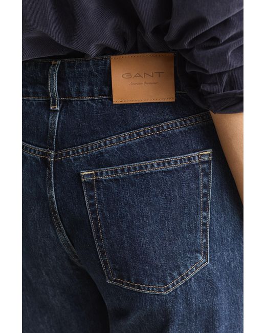 Gant Blue Relaxed Buttoned Jeans Dark Worn In