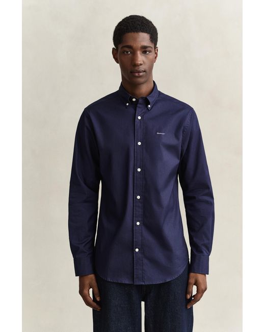 Gant Blue Oxford Reguar Fit Ong Eeve Hirt Bue An for men