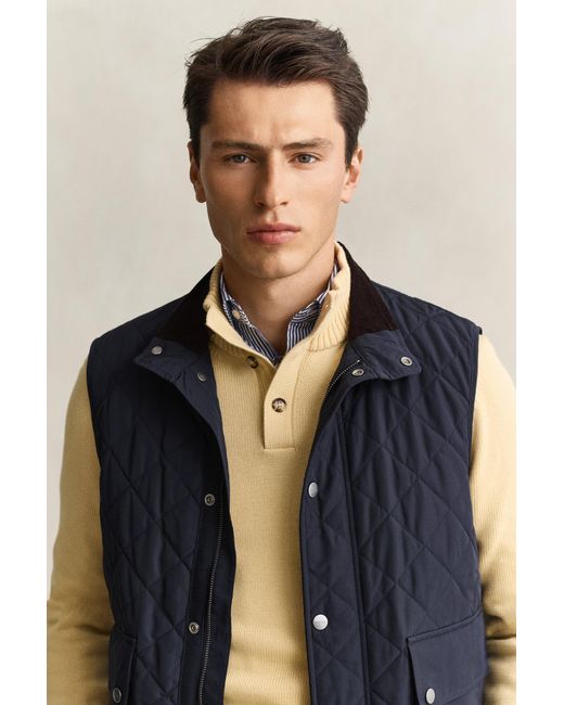 Gant Blue Quilted Vest Evening for men