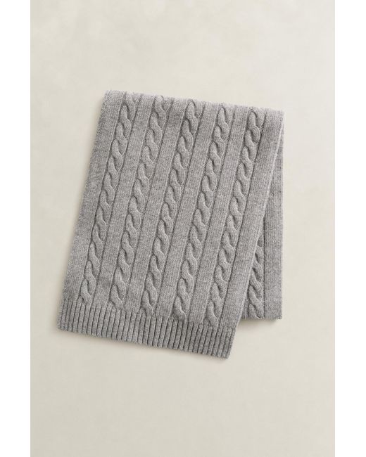 Gant Brown Lambswool Cable Knit Scarf Melange for men