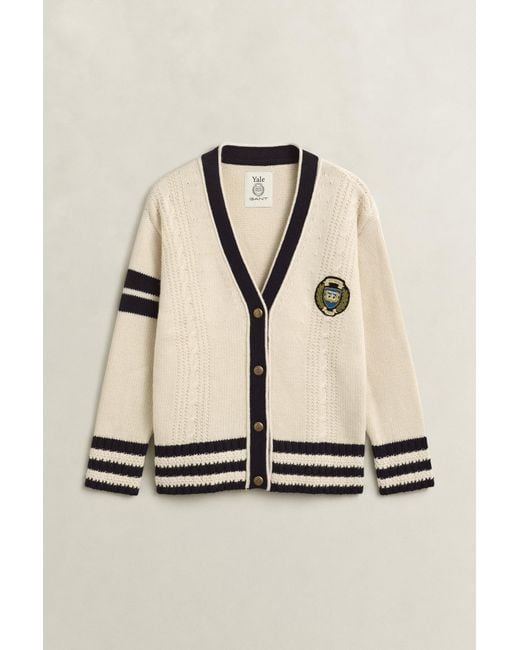 Gant Natural X Yale Varsity Cardigan Cream