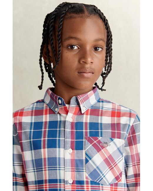 Gant Blue Teens Teen Boys Checked Shirt for men