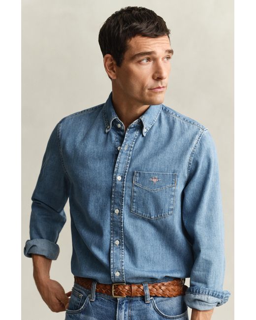 Gant Blue Regular Fit Denim Shirt for men