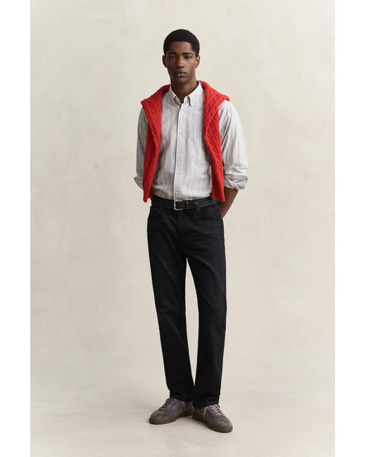 Gant White Striped Mélange Poplin Shirt Melange for men