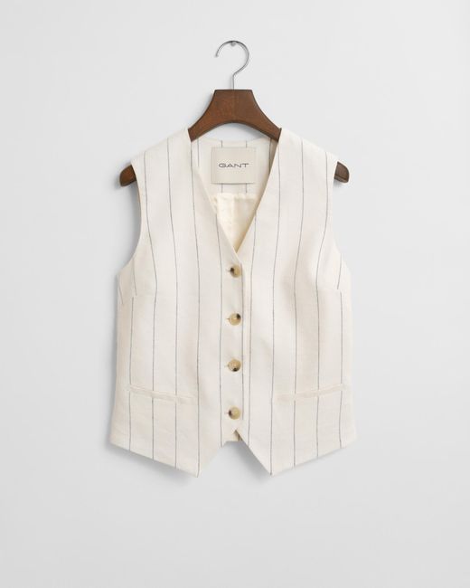 Gant Natural Pinstriped Linen Vest
