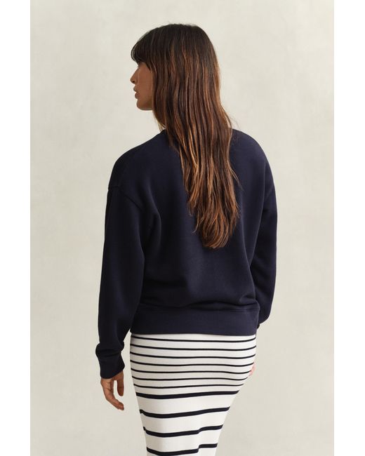 Gant Blue Graphic Crew Neck Sweatshirt Evening