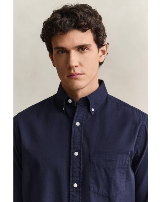 Gant Blue Regular Fit Garment-Dyed Twill Shirt for men