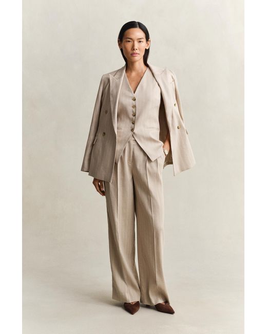 Gant Natural Pinstriped Linen Blend Vest