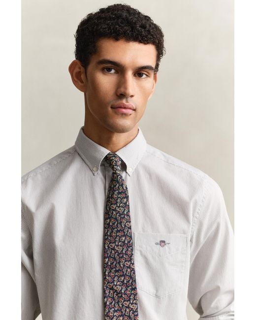 Gant Gray Banker Stripe Classic Poplin Shirt for men