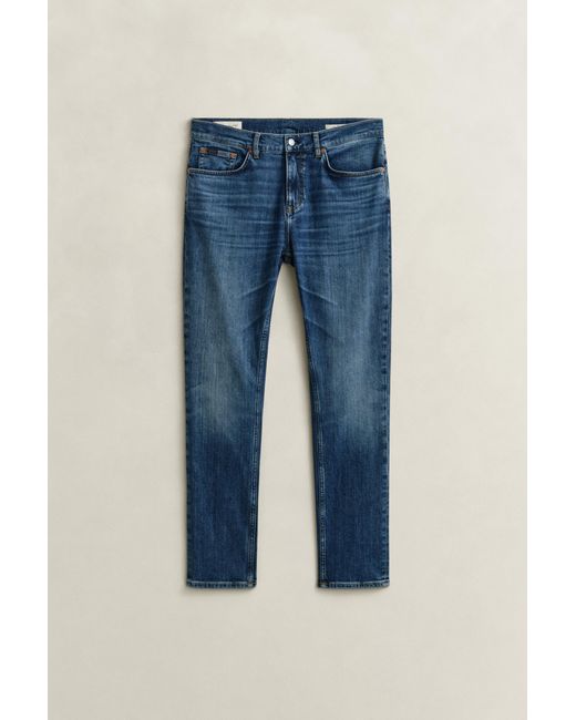 Gant Blue Slim Fit Jeans Mid Broken In for men