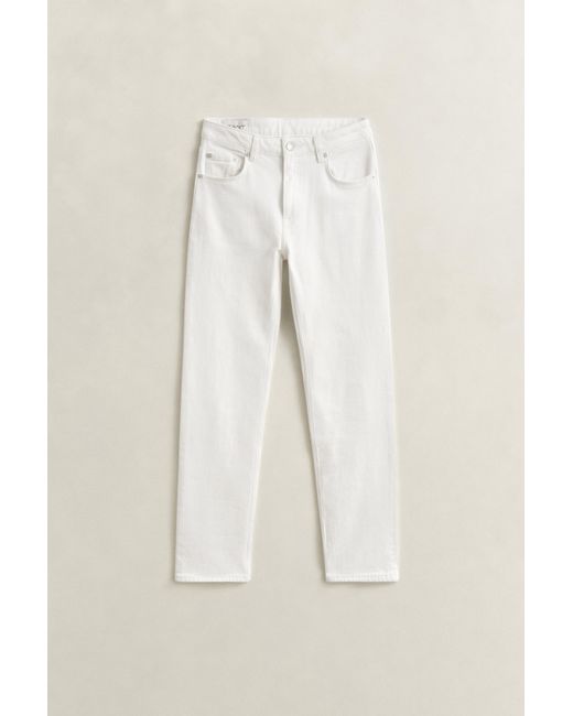 Gant Natural Straight Leg Stretch Jeans Eggshell