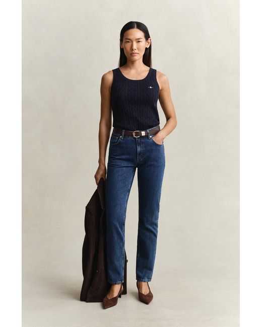 Gant Blue Cable Knit Tank Top Evening