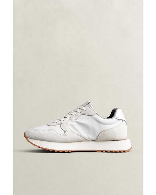 Gant White Bevinda Suede Nylon Sneakers Eggshell