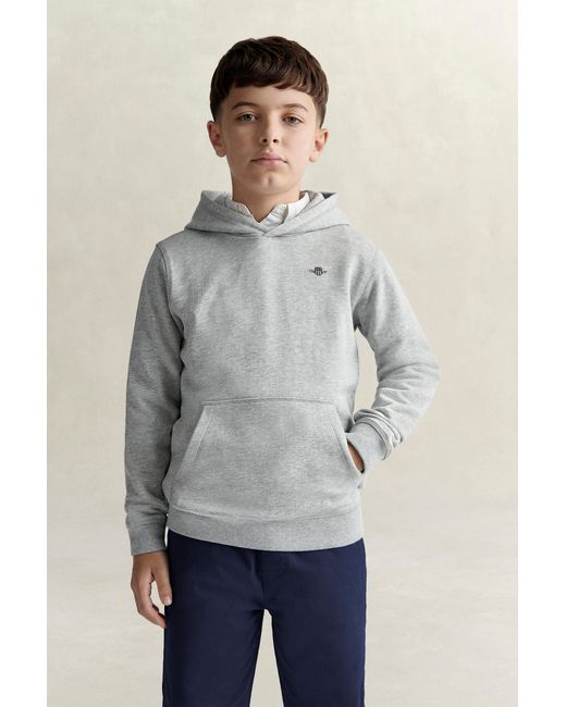 Gant Gray Teens Shield Hoodie Melange