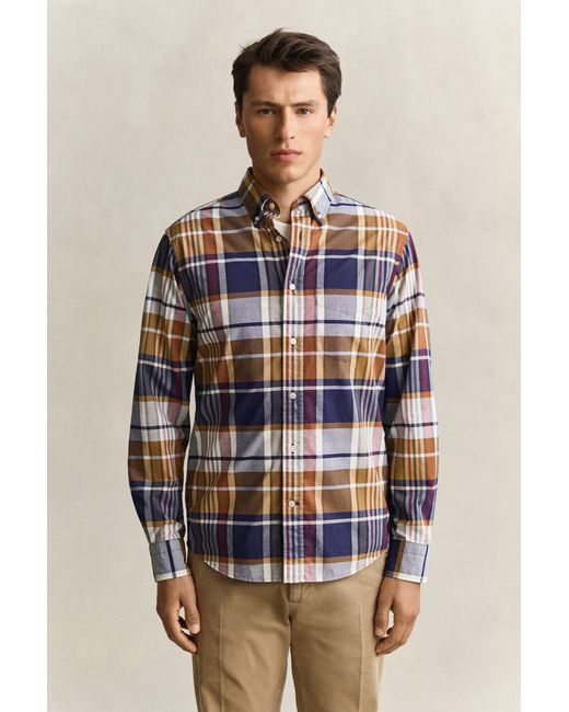 Gant Natural X Yale Checked Poplin Shirt for men