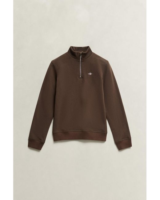 Gant Brown Teens Teen Boys Shield Half-Zip Sweatshirt for men