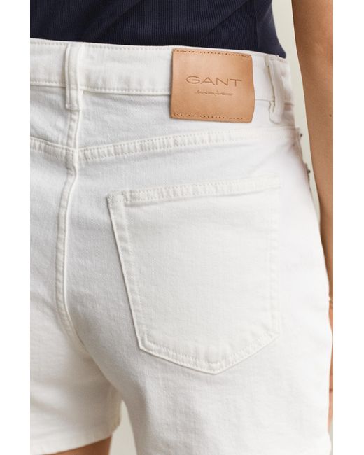 Gant White Denim Shorts Eggshell
