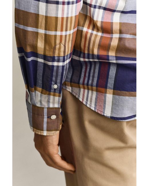 Gant Natural X Yale Checked Poplin Shirt for men
