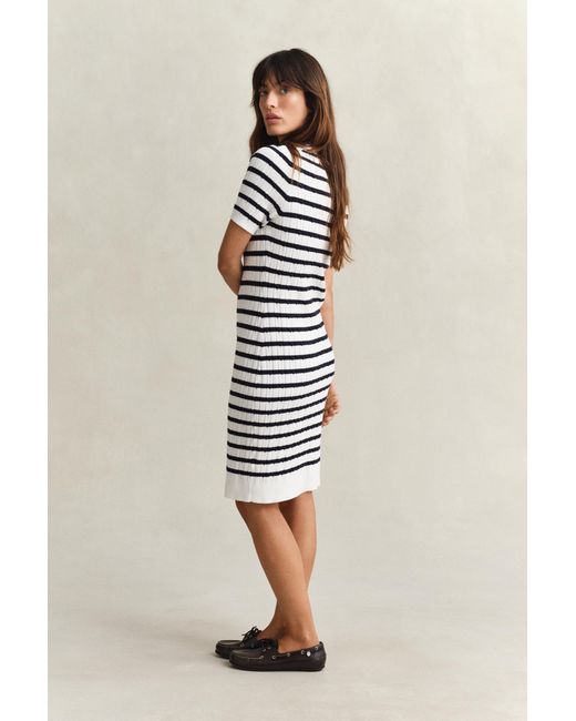 Gant Blue Cotton Cable Knit Dress Eggshell