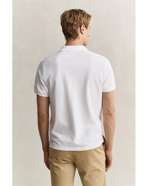 Gant White Regular Fit Polo Shirt for men