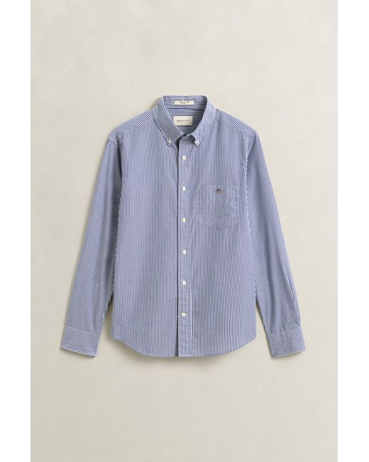 Gant Blue Classic Regular Striped Poplin Shirt College for men