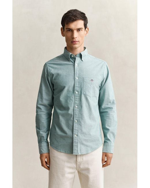 Gant Blue Regular Fit Classic Oxford Shirt for men