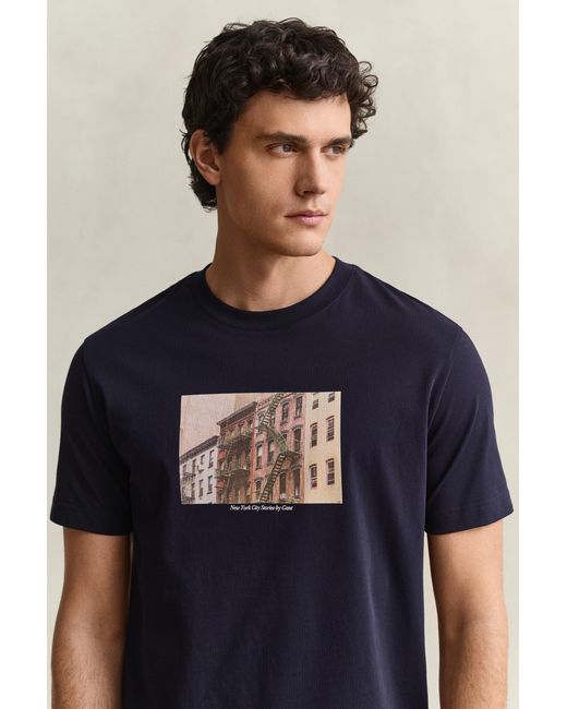 Gant Blue Seasonal Graphic T-Shirt Evening for men